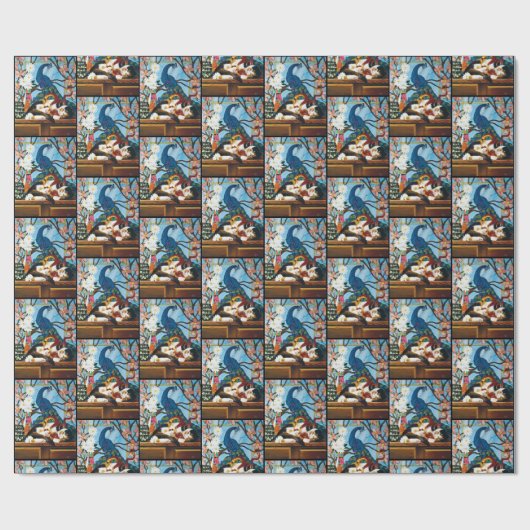 Calico Cat Dragon Red Geschenkpapier (Flach)