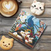 Calico Cat Dragon Red Glasuntersetzer