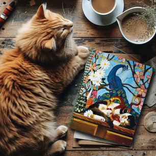 Calico Cat Dragon Red Notizblock