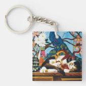 Calico Cat Dragon Red QR Code Schlüsselanhänger (Vorderseite)