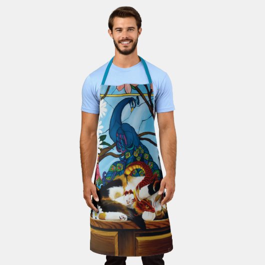 Calico Cat Dragon Red Schürze (Getragen)