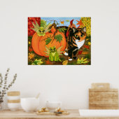 Calico Cat Fairy Cats Blätter Herbst Herbst Kunstd Poster (Küche)