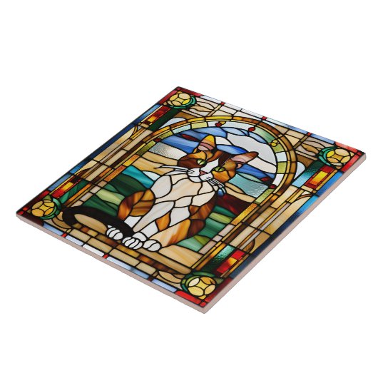 Calico Cat Gestaltetes Glas Decorative Tile Fliese (Seite)
