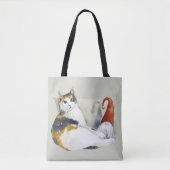 Calico Cat Gnome & Tortoiseshell Wasserfarbe Tasche (Vorderseite)