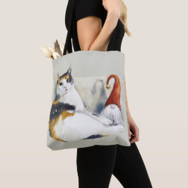 Calico Cat Gnome & Tortoiseshell Wasserfarbe Tasche