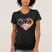 Calico Cat Heart Frame Neon Pop Art T-Shirt (Vorderseite)