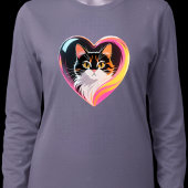 Calico Cat Heart Frame Neon Pop Art T-Shirt