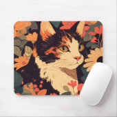 Calico Cat im Blumengarten Mousepad (Mit Mouse)