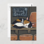 Calico Cat in der Potting Shed Postcard Postkarte (Vorne/Hinten)