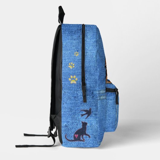 Calico Cat in Imitate Denim Pocket mit Individuell Bedruckter Rucksack (Links)