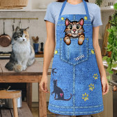 Calico Cat in Imitate Denim Pocket mit Individuell Schürze