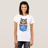 Calico Cat in Imitate Denim Pocket mit Individuell T-Shirt (Vorne ganz)