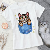 Calico Cat in Imitate Denim Pocket mit Individuell T-Shirt