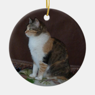 Calico Cat Keramik Ornament