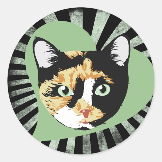 Calico Cat Keramik Runder Aufkleber (Vorderseite)