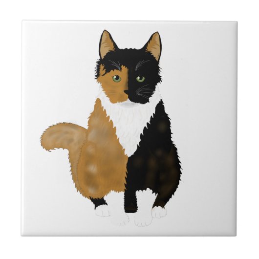 Calico Cat Keramik Tile Fliese (Vorderseite)