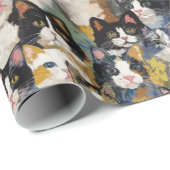 Calico Cat Leinwand Collage Geschenkpapier (Rolleneckpunkt)