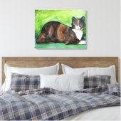 Calico Cat Leinwand Watercolor Malerei (Insitu (Schlafzimmer))