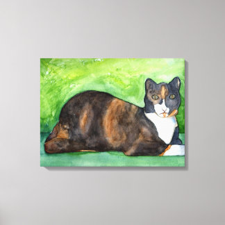 Calico Cat Leinwand Watercolor Malerei