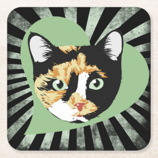Calico Cat Liebe Rechteckiger Pappuntersetzer