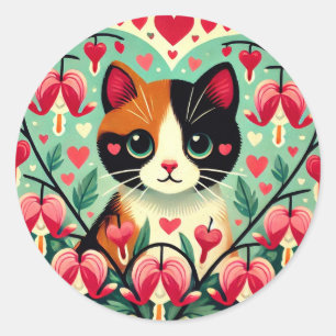 Calico Cat Liebe Runder Aufkleber