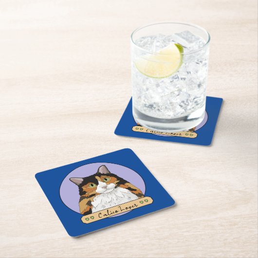 Calico Cat Lover Rechteckiger Pappuntersetzer (Vor Ort)