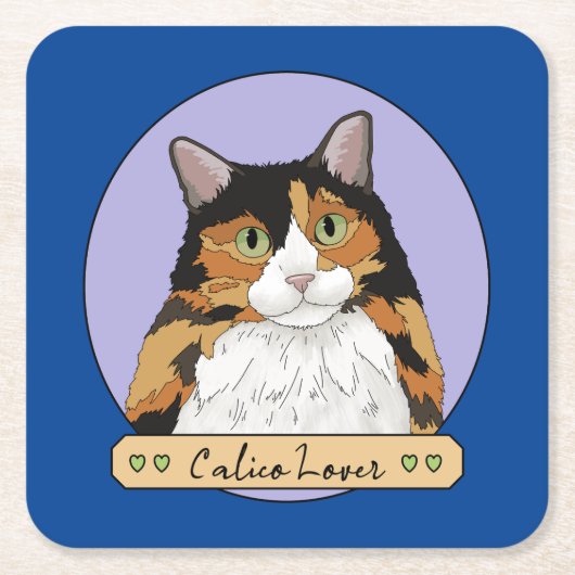 Calico Cat Lover Rechteckiger Pappuntersetzer (Vorderseite)
