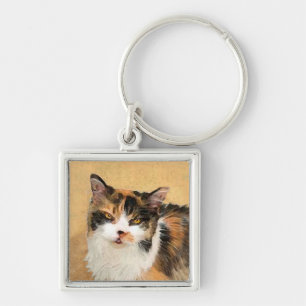 Calico Cat Malerei - Niedliche Originalkatzenart Schlüsselanhänger