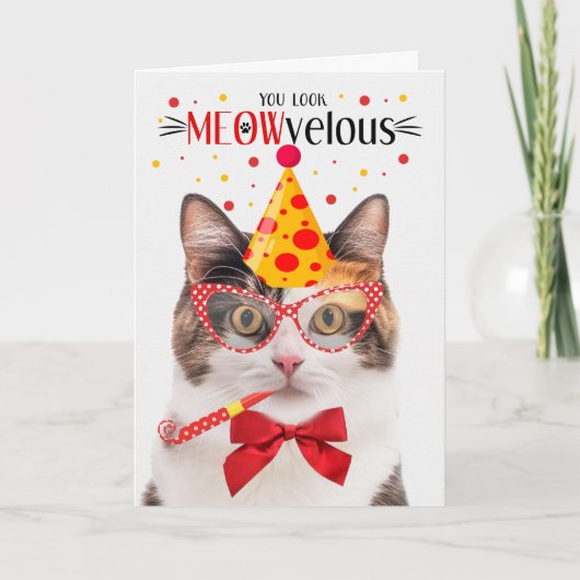 Calico Cat MEOWvelous Birthday Karte (Vorderseite)