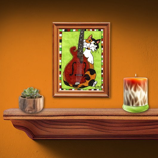 Calico Cat mit Mandolin Mini Folk Poster