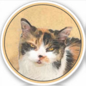 Calico Cat Painting - Niedliche Original Cat Art Aufkleber (Vorderseite)