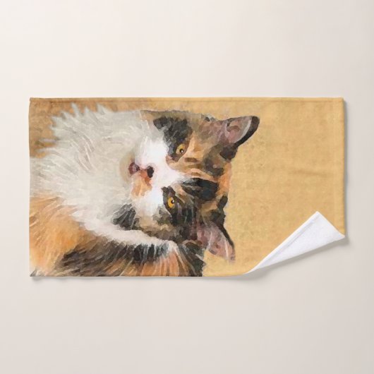 Calico Cat Painting - Niedliche Original Cat Art Badhandtuch Set (Handtuch)
