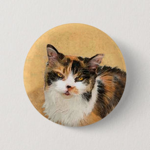Calico Cat Painting - Niedliche Original Cat Art Button