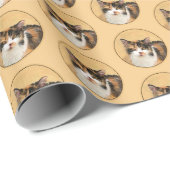 Calico Cat Painting - Niedliche Original Cat Art Geschenkpapier (Rolleneckpunkt)