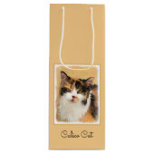 Calico Cat Painting - Niedliche Original Cat Art Geschenktüte Für Weinflaschen (Vorderseite)