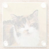 Calico Cat Painting - Niedliche Original Cat Art Glasuntersetzer (Rückseite)