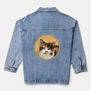 Calico Cat Painting - Niedliche Original Cat Art Jeansjacke