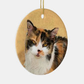 Calico Cat Painting - Niedliche Original Cat Art Keramik Ornament (Rechts)