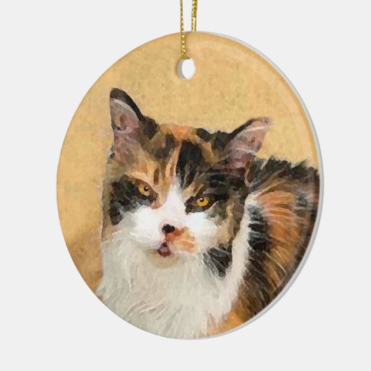 Calico Cat Painting - Niedliche Original Cat Art Keramik Ornament (Links)