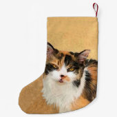 Calico Cat Painting - Niedliche Original Cat Art Kleiner Weihnachtsstrumpf (Rückseite)