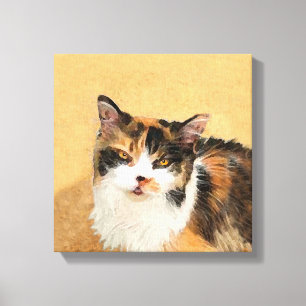 Calico Cat Painting - Niedliche Original Cat Art Leinwanddruck
