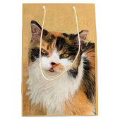 Calico Cat Painting - Niedliche Original Cat Art Mittlere Geschenktüte (Vorderseite)
