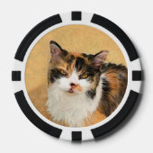 Calico Cat Painting - Niedliche Original Cat Art Pokerchips (Vorderseite)