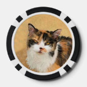 Calico Cat Painting - Niedliche Original Cat Art Pokerchips (Rückseite)