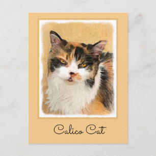 Calico Cat Painting - Niedliche Original Cat Art Postkarte