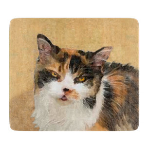 Calico Cat Painting - Niedliche Original Cat Art Schneidebrett