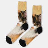 Calico Cat Painting - Niedliche Original Cat Art Socken (Linkes Detail)