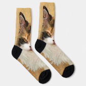 Calico Cat Painting - Niedliche Original Cat Art Socken (Rechts)
