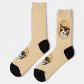 Calico Cat Painting - Niedliche Original Cat Art Socken (Linkes Detail)