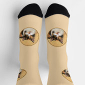Calico Cat Painting - Niedliche Original Cat Art Socken (Oben)